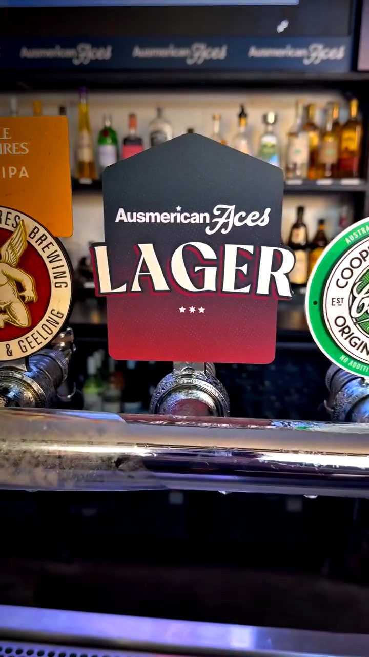 Ausmerican Aces Lager — Tap Signage